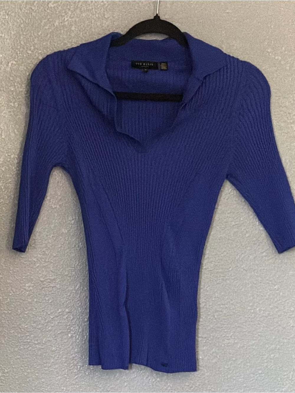 Ted Baker Cobalt Blue Ribbed V-Neck Sweater